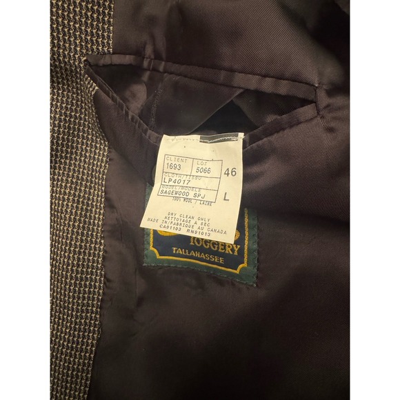 Jack Victor Black, Gray Houndstooth Prossimo 100% Wool Blazer‎ Size 46 Long - Picture 6 of 6